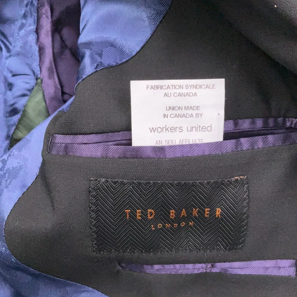Ted Baker London Blazer‎ Mens 38R Black Jay CT Black Wool 2 Button Suit Jacket